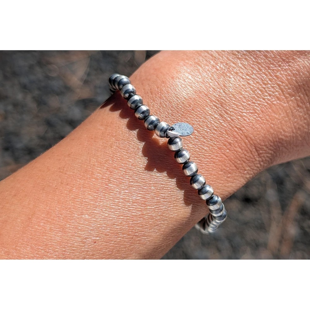 Navajo Style Bracelet Hand Strung Elastic Native American Jewelry Size‎ 7 ***